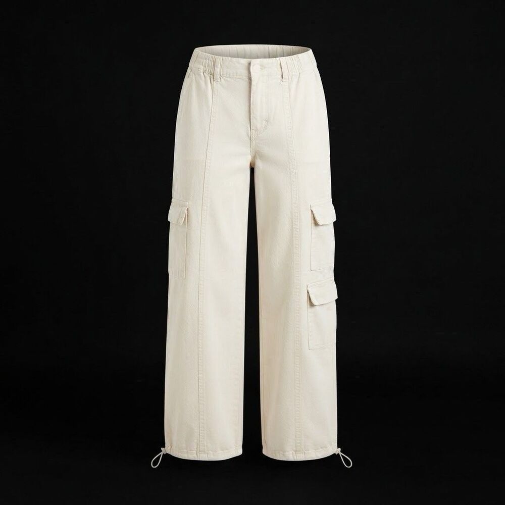 Celebrity Pink Cargo Pants Womens S Cream Utility Cinch Hem Trousers⁠ Elastic